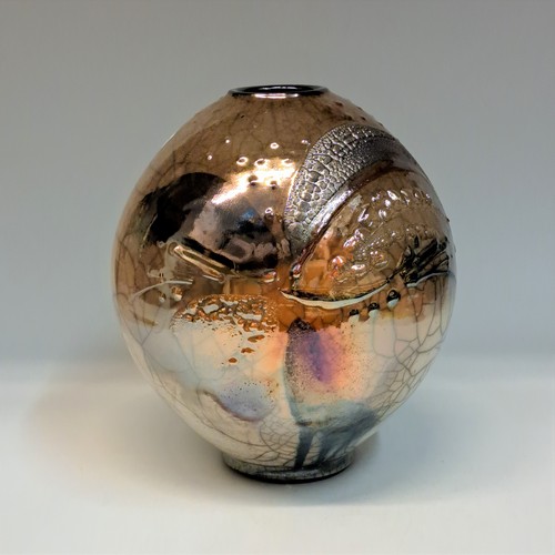 Click to view detail for #230759 Raku Glitter Pot $42